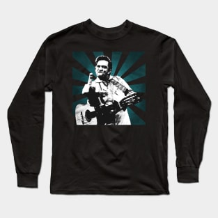 Johnny Cash II Retro Pixel II 70s Long Sleeve T-Shirt